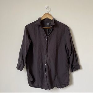 Muji Button Down Cotton 3/4 Sleeve Gray